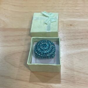 Sparkling Blue Rhinestone Cocktail Ring